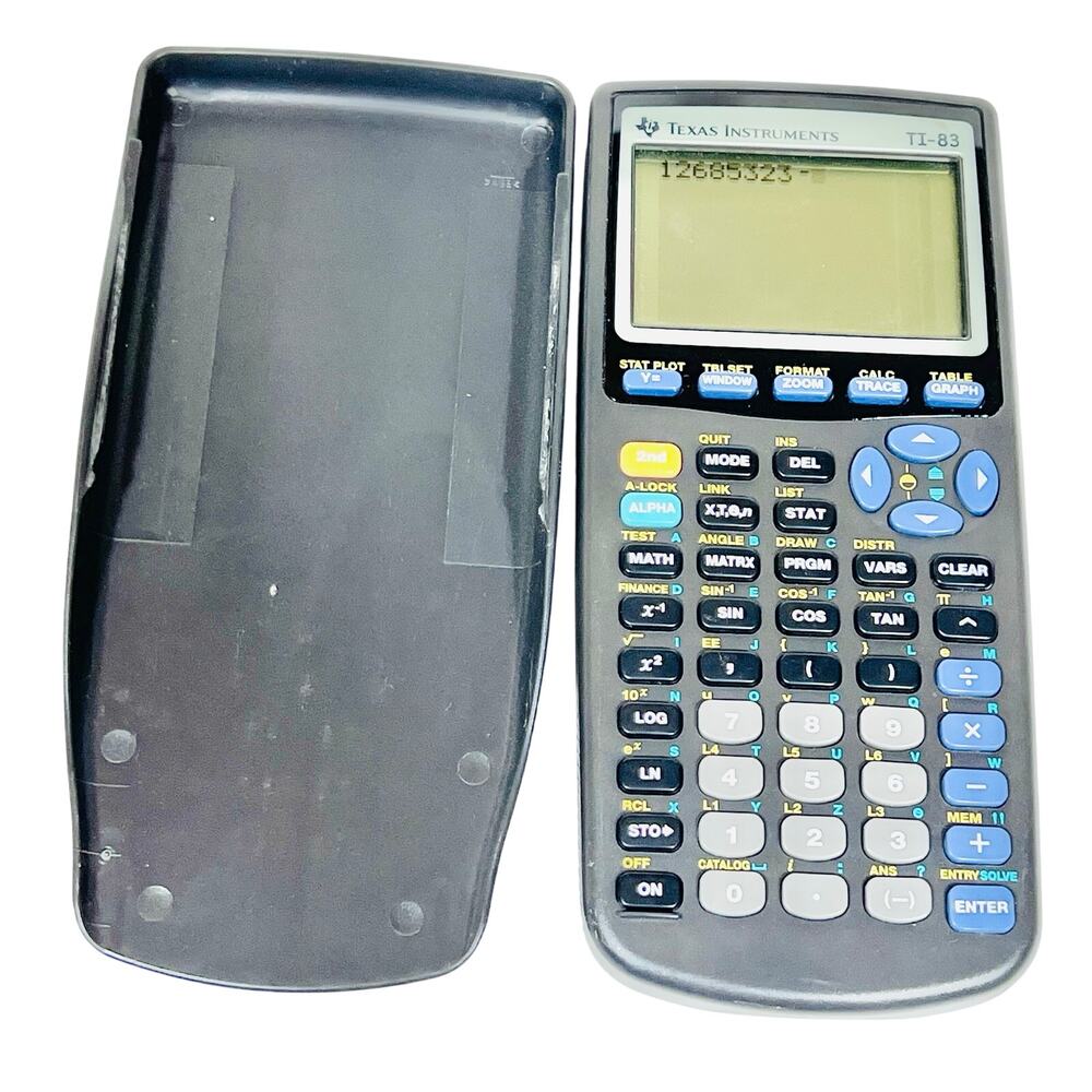 Texas Instrument TI 83 Graphing Calculator with Cover Black Used Working